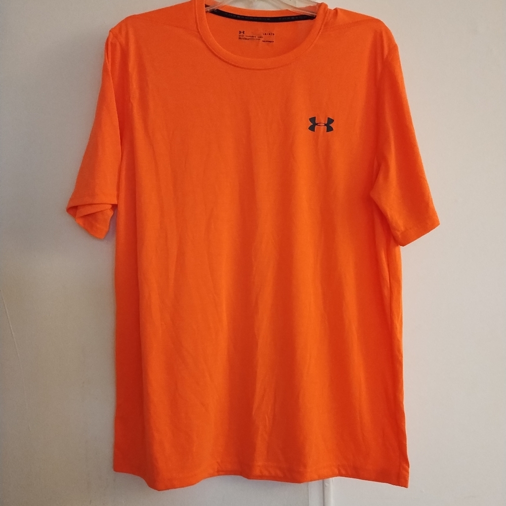 Men's Under Armour Loose Heatgear Vibrant Orange Athletic Shirt Size L